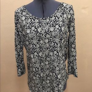Lucky brand black & cream floral top medium